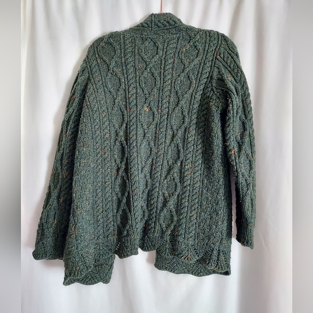 Aran Crafts Forest Green Cable Knit Cardigan - Picture 2 of 7